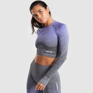 Gymshark Ombre Seamless Workout Crop Top Indigo